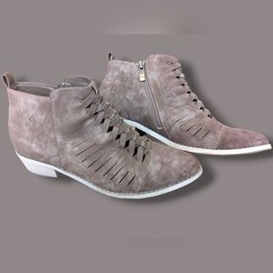 MI.IM Brown Taupe Suede Braided Ostara Ankle Boots Size 9 Boho Bohemian Festival
